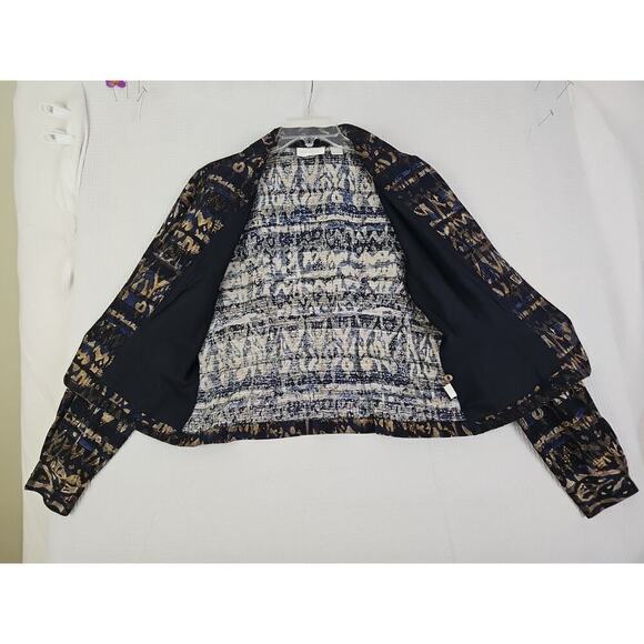 Dana Buchman ~Woman Size 12~ Black/Gold Blazer Top 100% Silk Unlined. - Picture 5 of 14